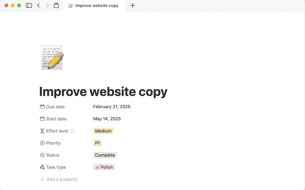 Creating pages with custom fields in Notion
