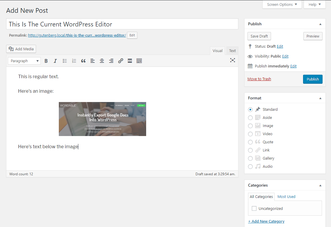 gutenberg editor guide 1 current editor