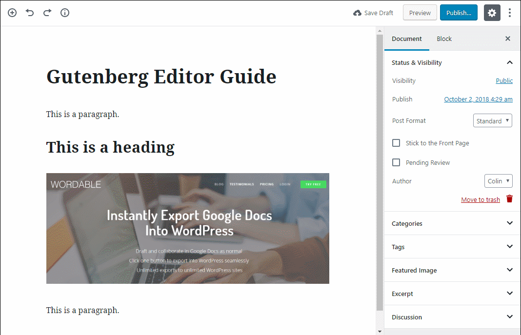 gutenberg editor tutorial basic 11 1