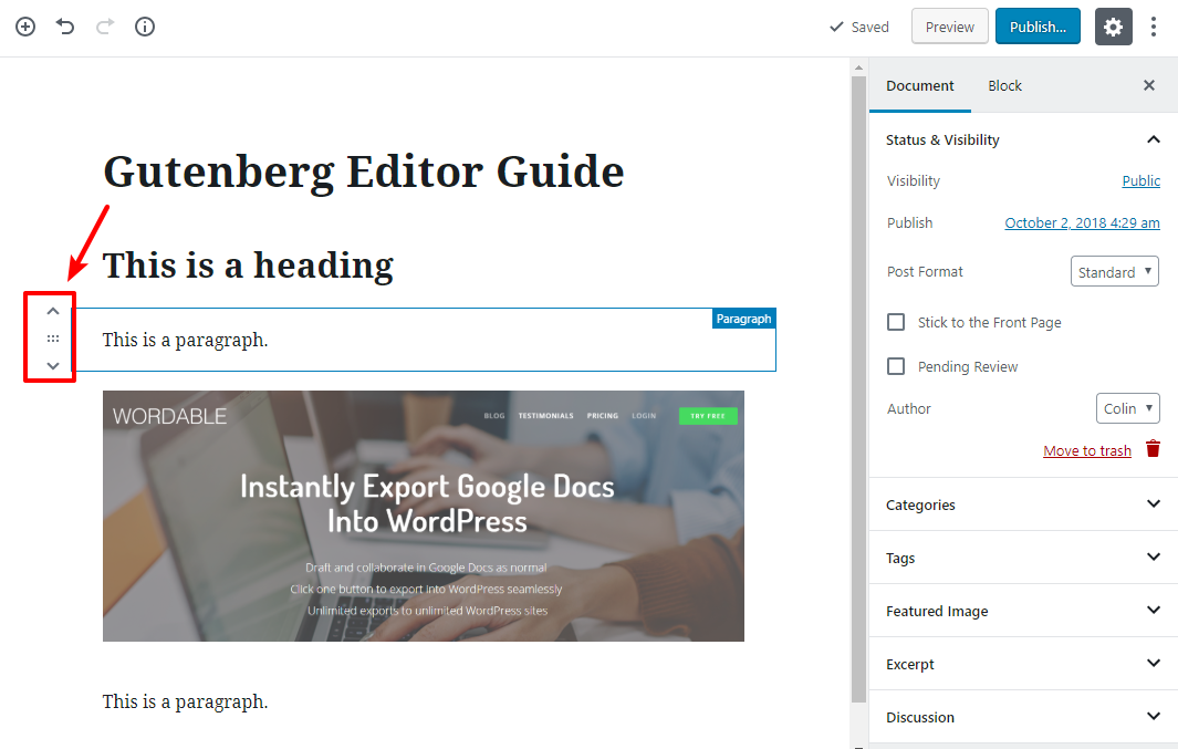 gutenberg editor tutorial basic 12