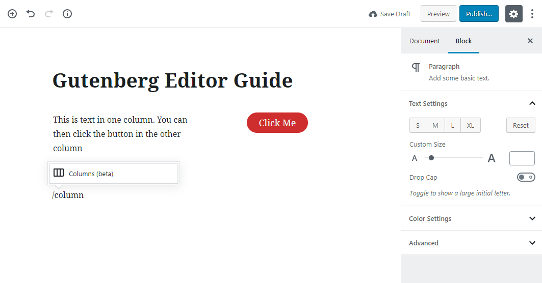 gutenberg editor tutorial basic 20
