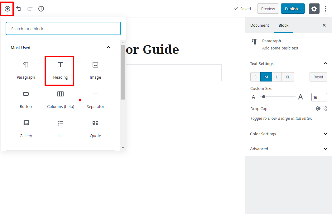 gutenberg editor tutorial basic 4 1