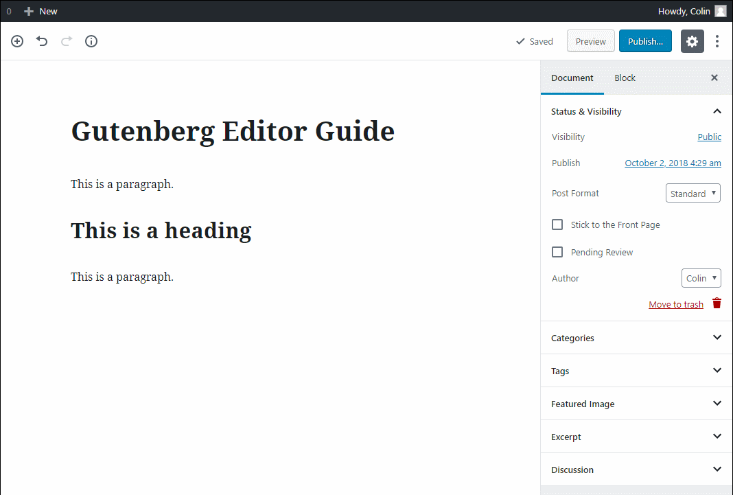 gutenberg editor tutorial basic 9 1