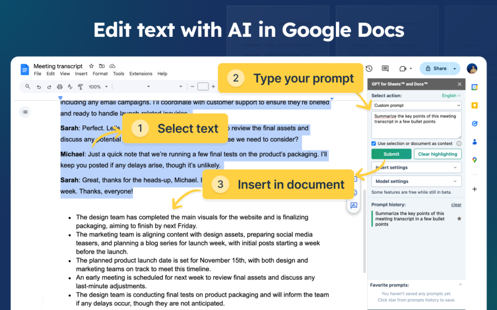 How GPT for Sheets and Docs works. 