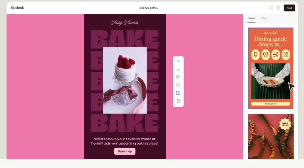 Screenshot of an email newsletter tool called FloDesk.
