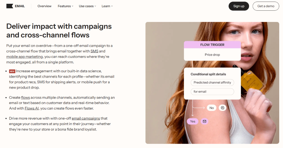 Screenshot of an email newsletter tool called Klaviyo.
