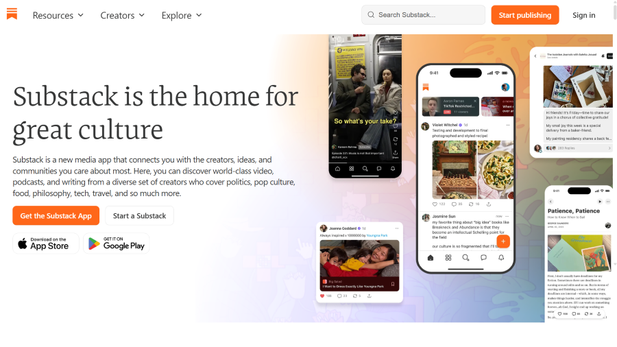 Screenshot of an email newsletter tool called Substack.
