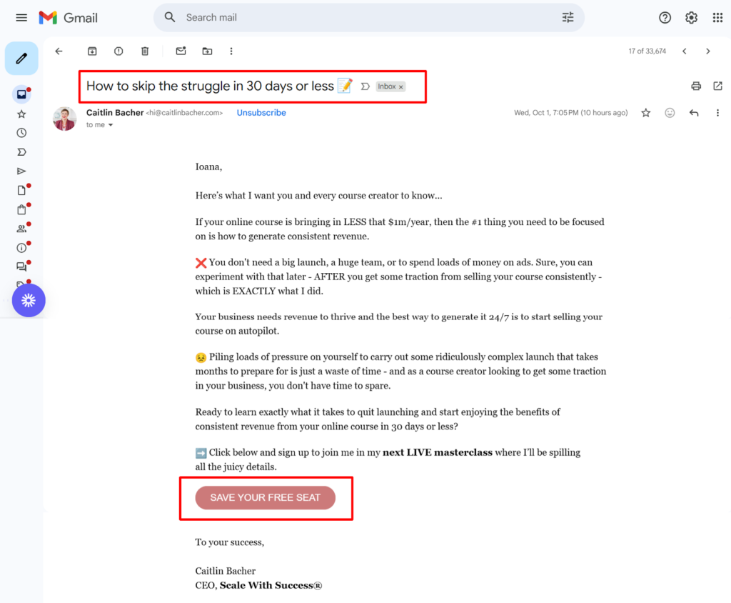 A tutorial example sent via email to help build rapport.
