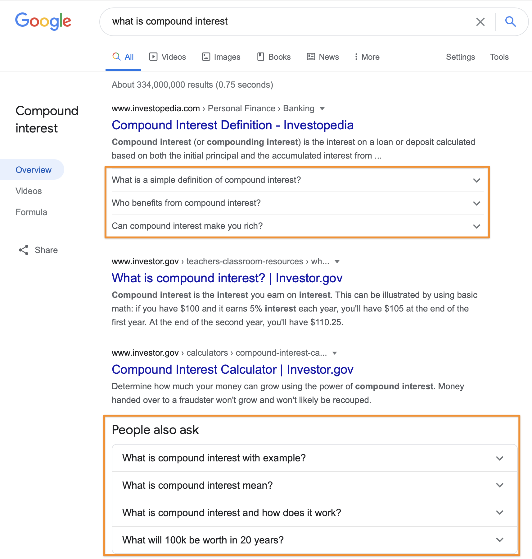 Google SERP questions