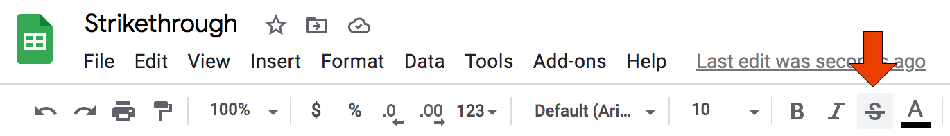 How to add strikethrough text in Google Sheets