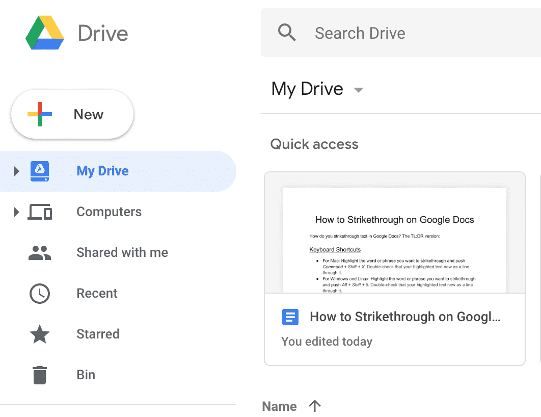 strike out text shortcut google docs