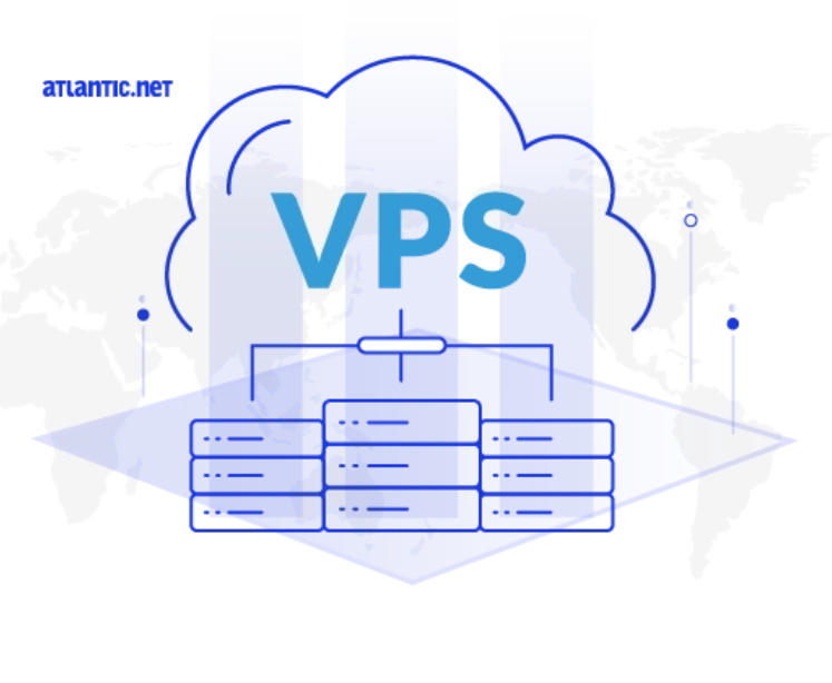 Screenshot shows a VPS Cloud services digital illustration from Atlantic.Net.
