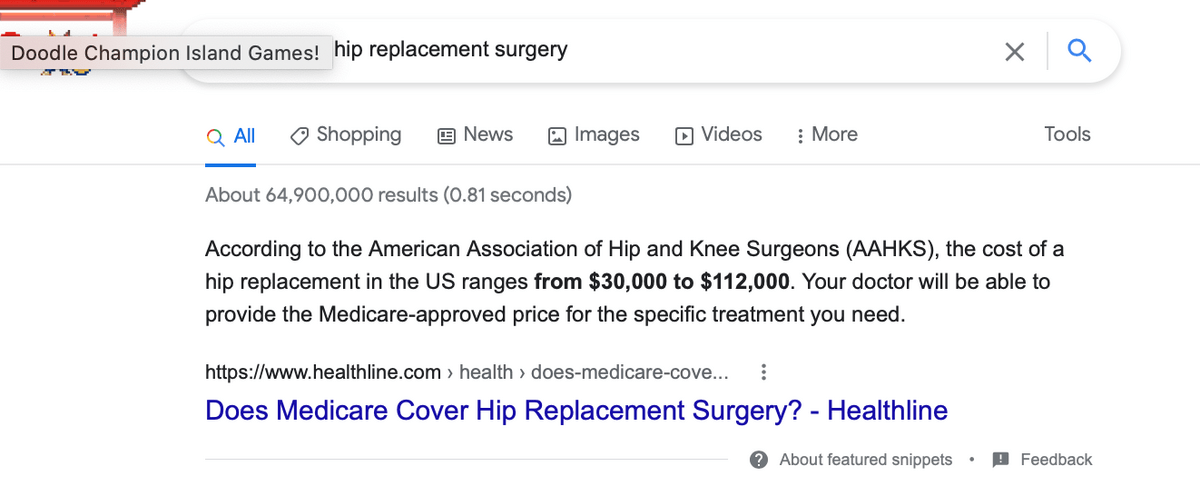 sample answer from a question as a featured snippet