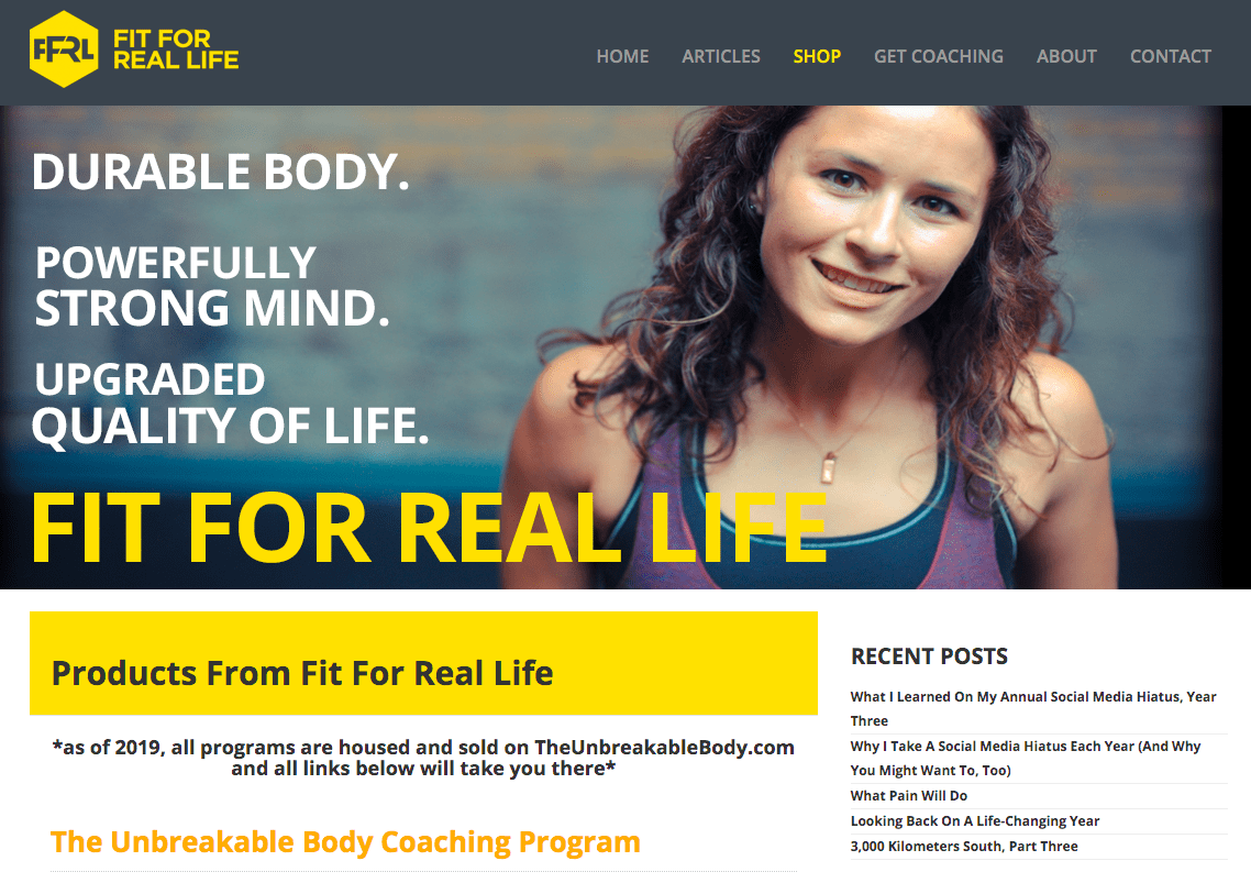 Fit for Real Life homepage