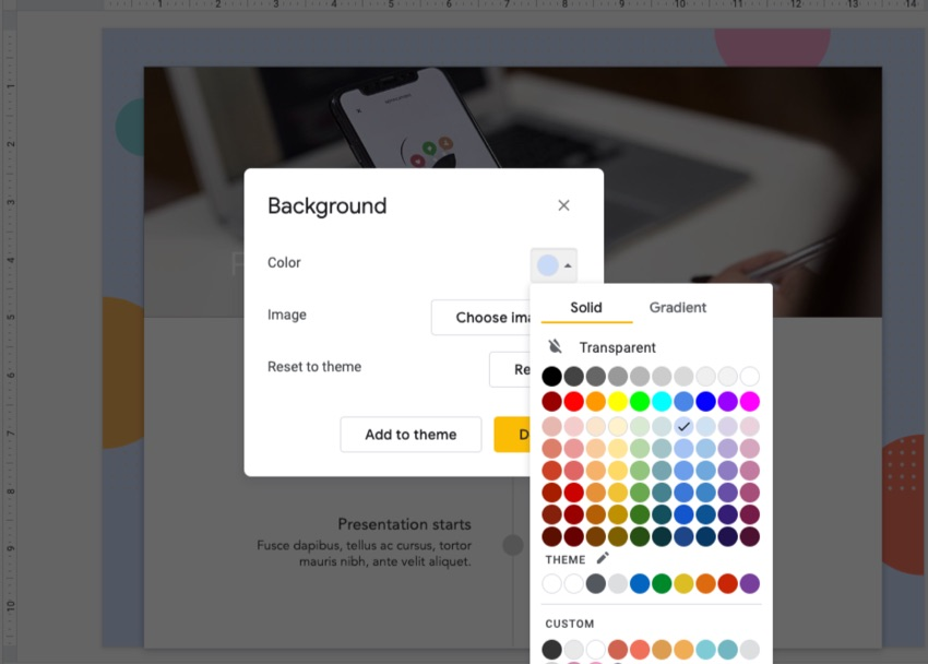 choose background color