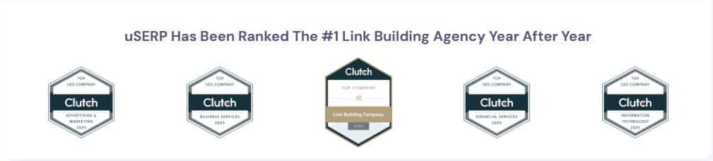 uSERP Clutch awards for link building services