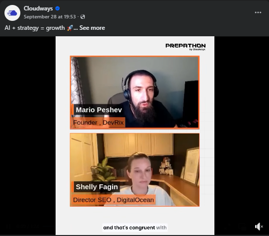 Social media updates / snippets example