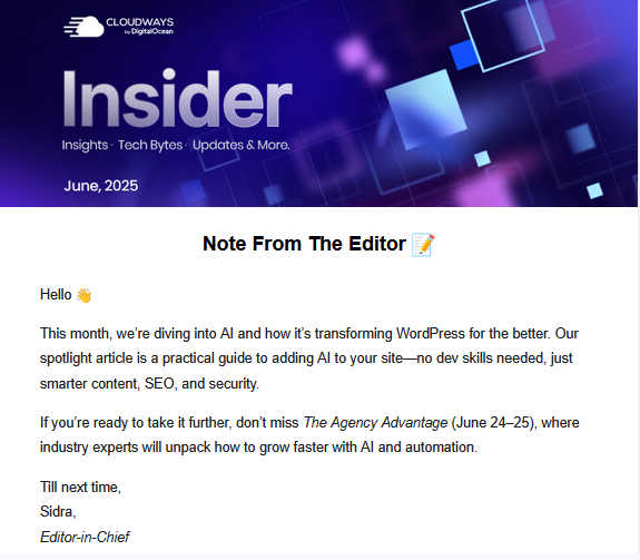 Traditional newsletter example