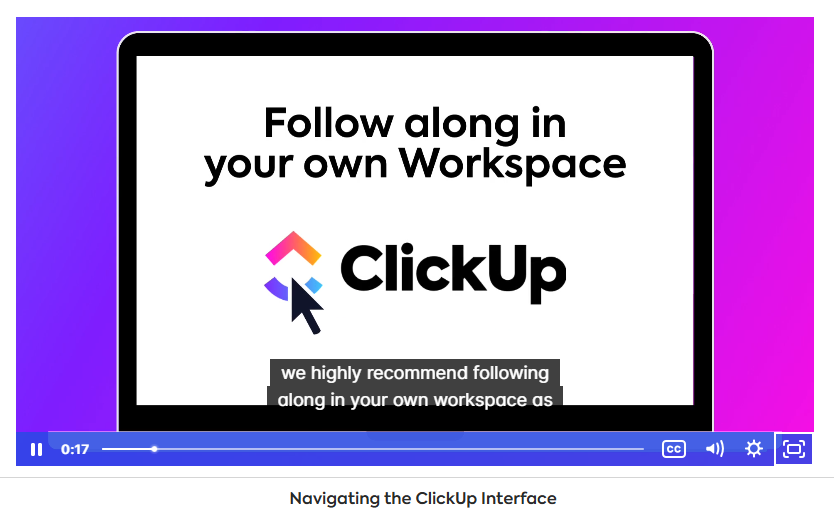 Example of an explainer content video from ClickUp