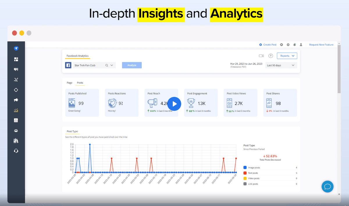 screenshot of Social Pilot analytics