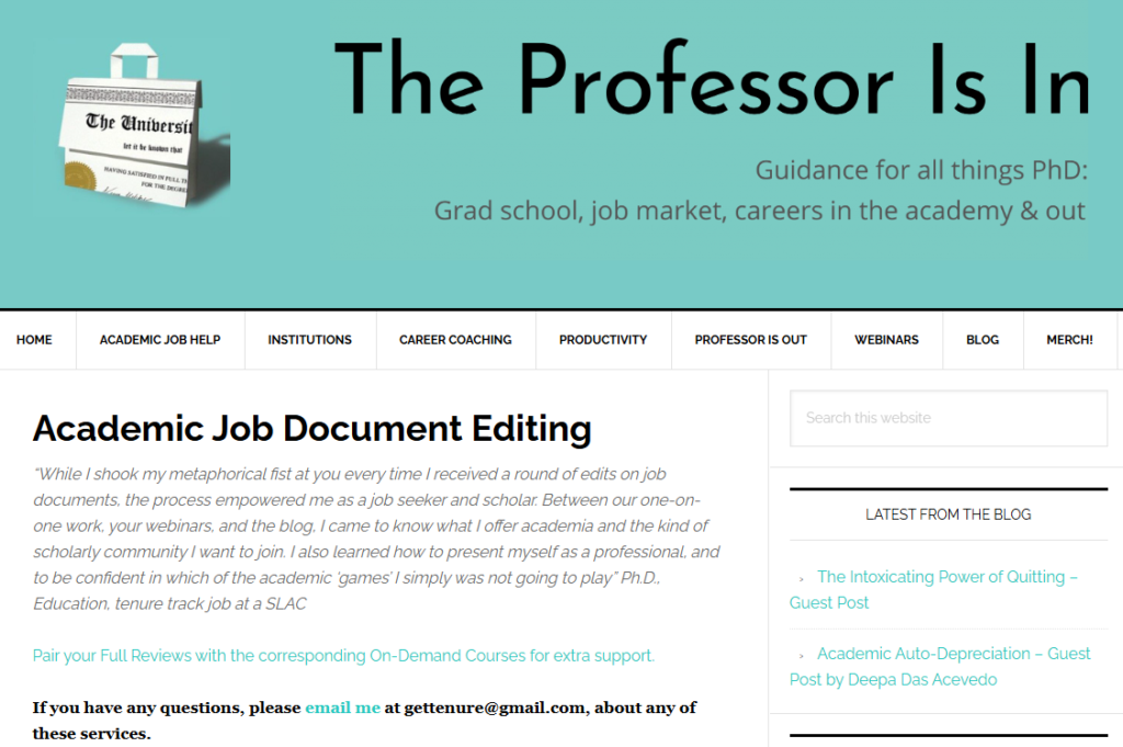 The Professor Is In's blog.