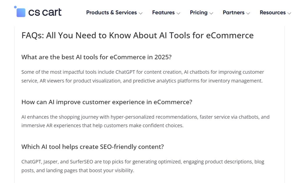 Screenshot shows an FAQ section at the end of a blog post.