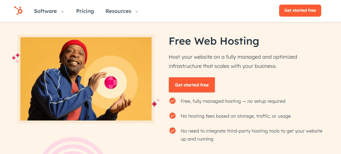 screenshot of Hubspot web hosting