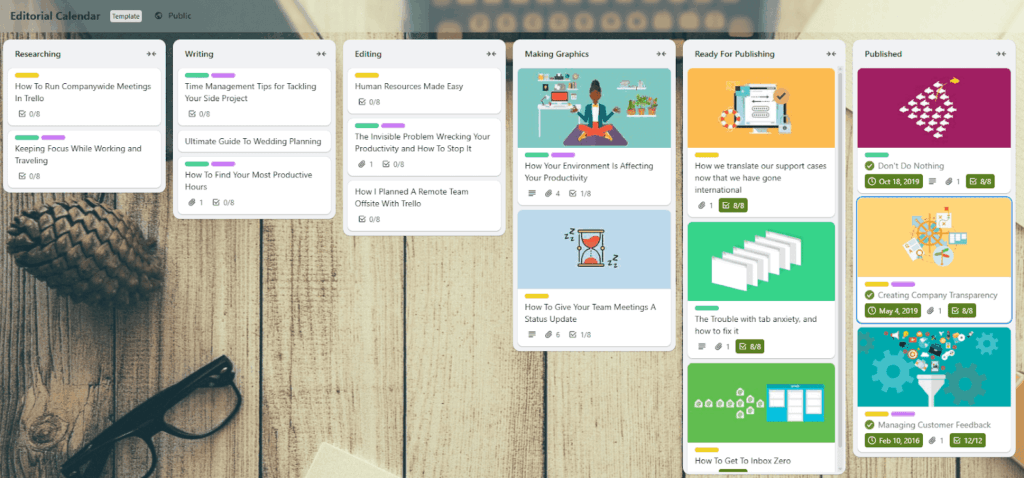 Example of editorial calendar template
