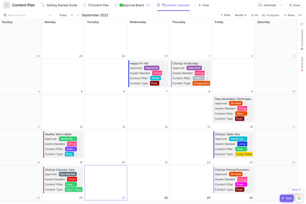 Using PM tools to schedule, approve, assign, and release content
