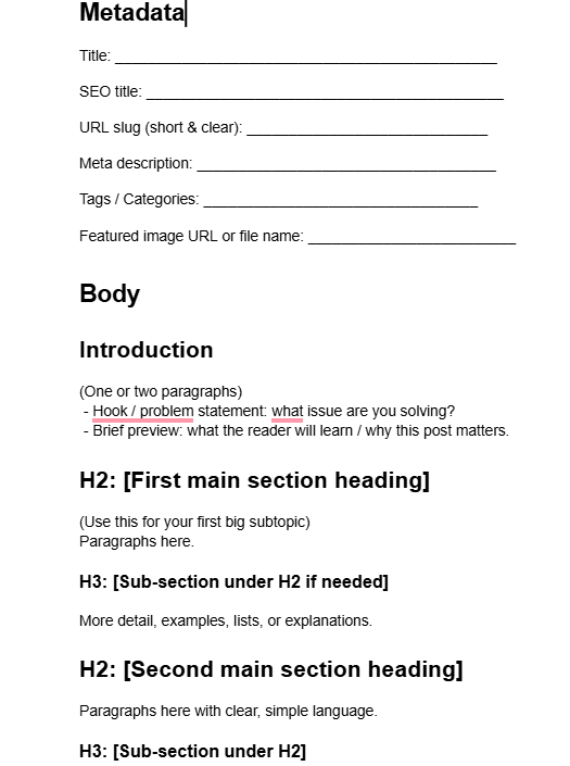 Blog post template.