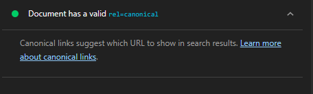 Checking canonical URLs with Lighhouse