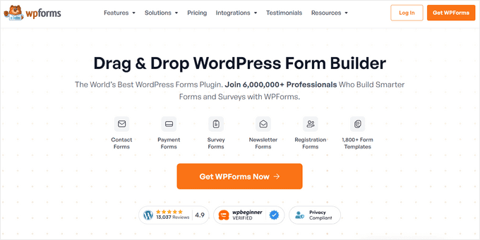Screenshot showing WPForms Drag & Drop WordPress plugins.