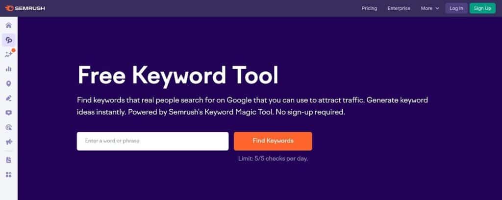 Semrush free keyword tool