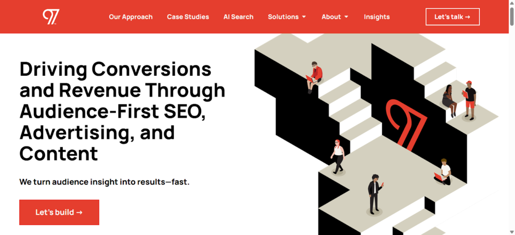 Screenshot of an SEO enterprise agency’s website called 97th Floor.