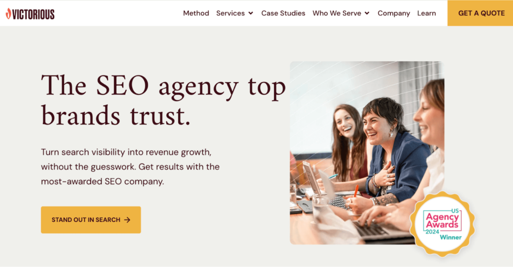 Victorious SEO homepage