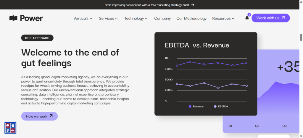 Screenshot of a technical SEO agency’s website called Power Digital Marketing.