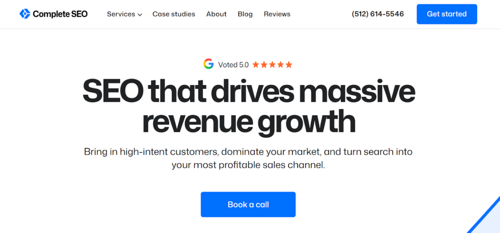 Screenshot of a technical SEO agency’s website called Complete SEO.