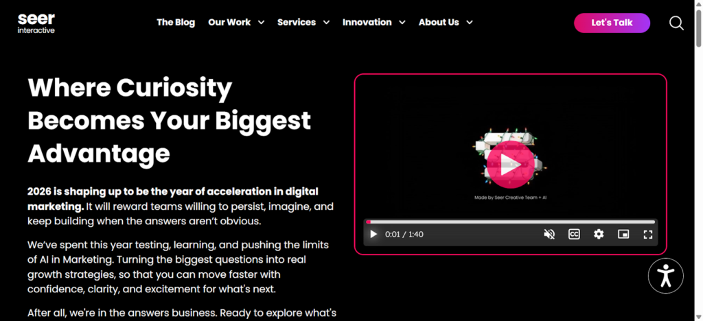 Screenshot of a technical SEO agency’s website called Seer Interactive.