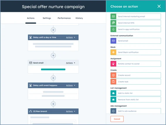 HubSpot marketing automation workflow creation