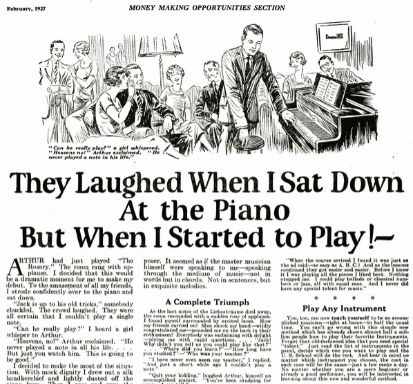 John Caples’ famous piano advertorial
