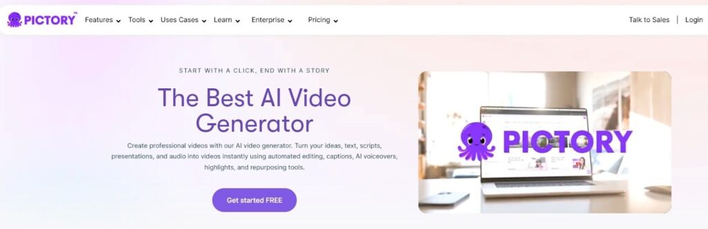 Pictory, an AI video generator screenshot.