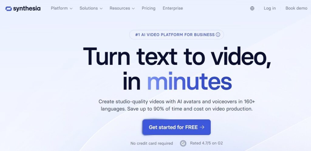 Synthesia AI video generation screenshot