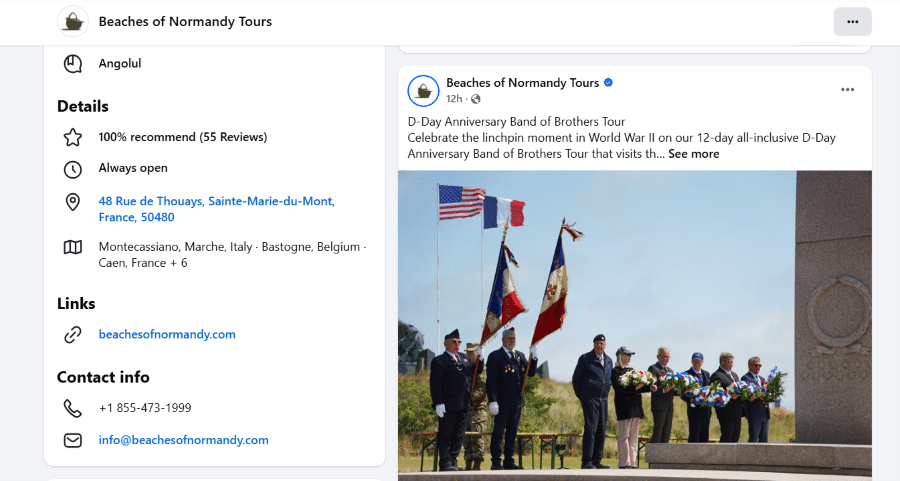 Beaches of Normandy Facebook post.