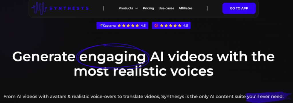 Synthesys AI audio and video voiceovers