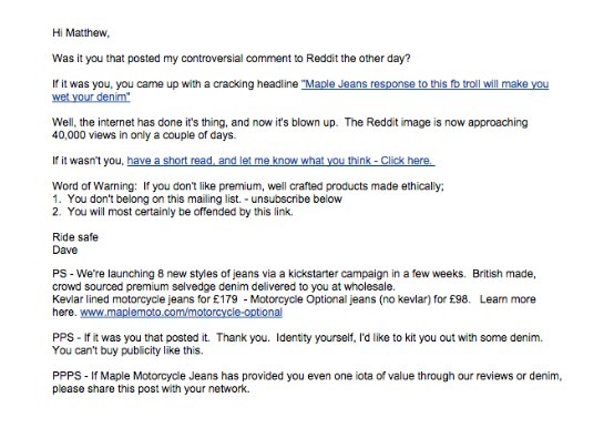 Example of plain text email