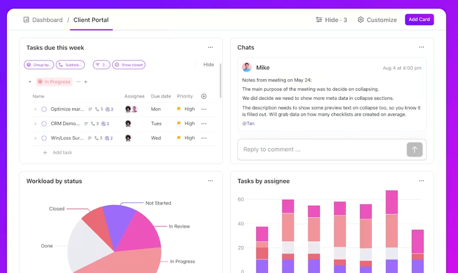 Screenshot from ClickUp dashboard