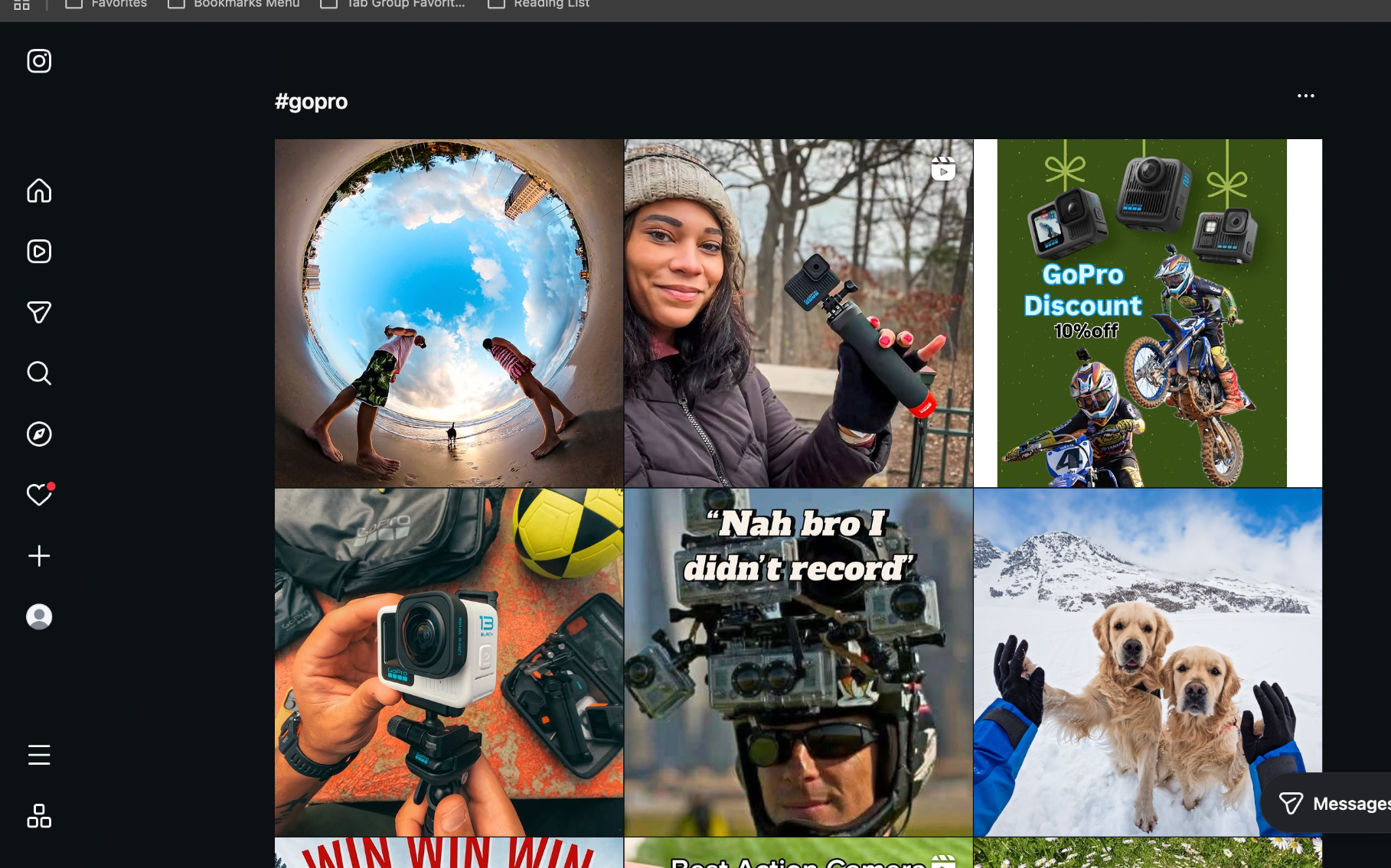 Instagram search results for hashtag gopro
