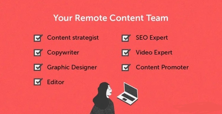 Infographic showing remote content team roles