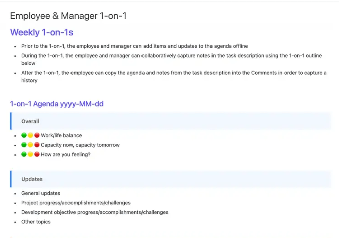 Example of a meeting template.
