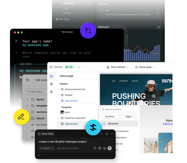 Shopify interface for freelance services, store setup, and consulting